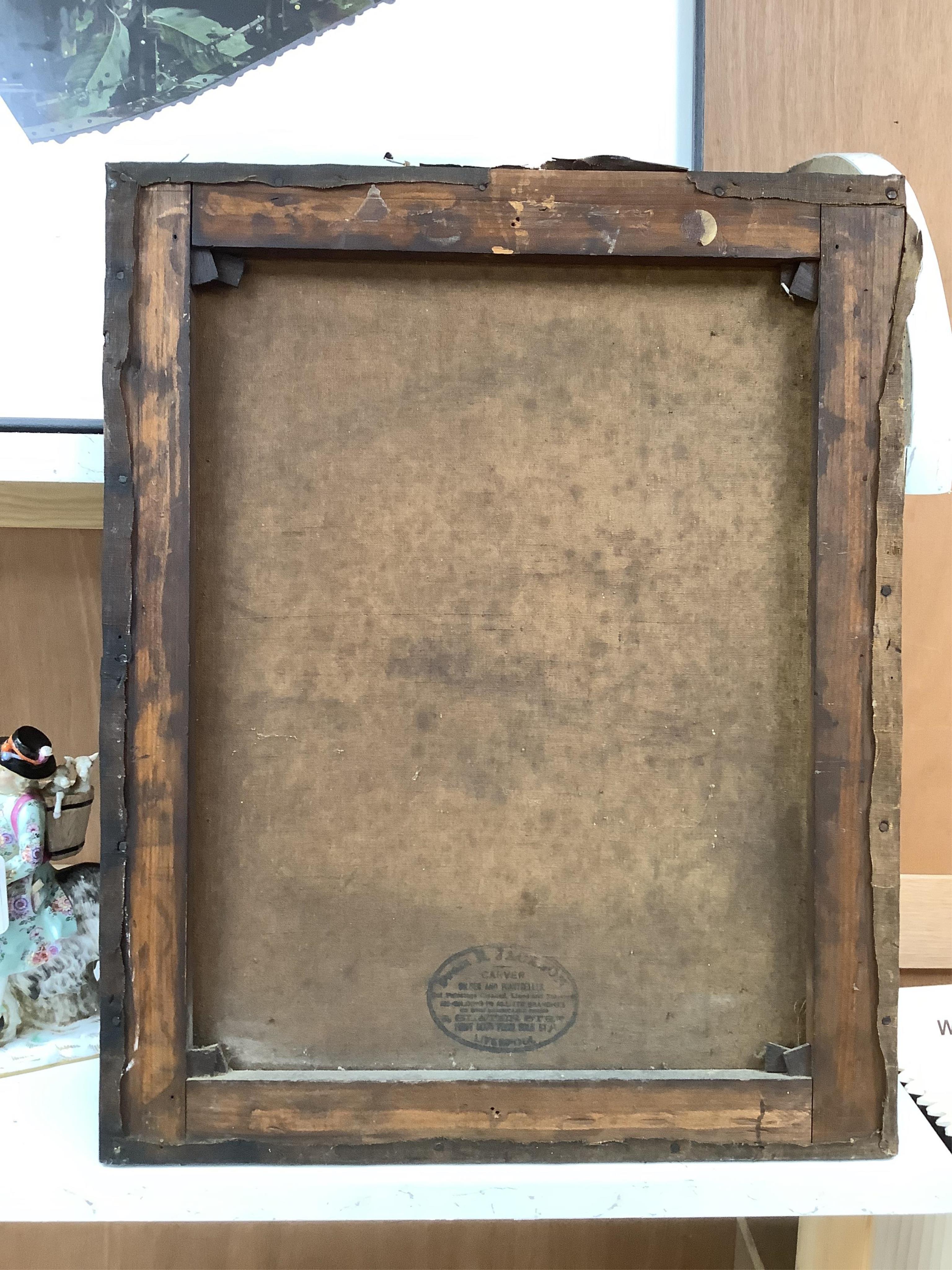 Late 19th / early 20th century, English School, Portrait of an Arab, unsigned, oil on canvas, stamp verso, in frame, 50 x 40cm